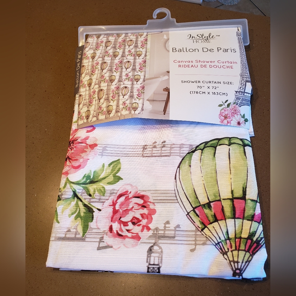 White Paris Themed Shower Curtain